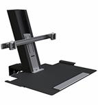 Humanscale Quickstand Sit/Stand Workstation for Dual Monitors (2 x 24" monitors), Large Work Platform, Clamp Mount, in Black