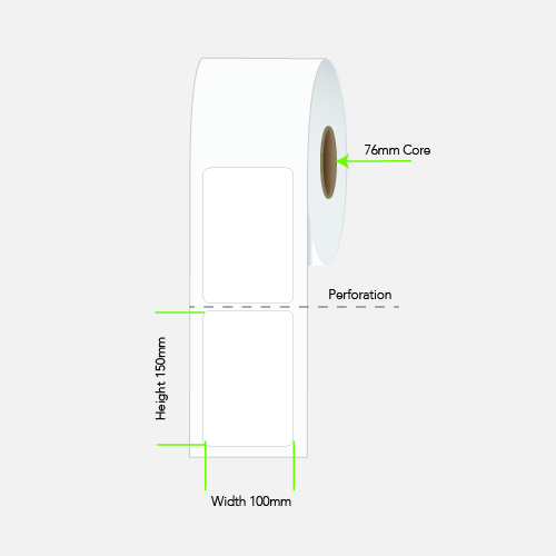 LABEL PLAIN PERM 100X150 1AC 1000/R 76MM