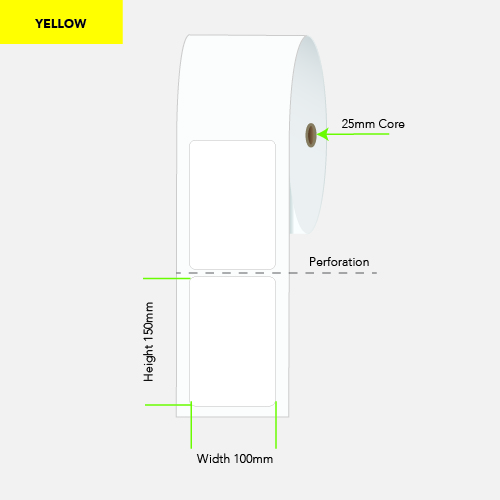 LABEL THERM PERM 100X150 1AC 400/R 25MM YELLOW