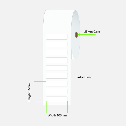 LABEL THERM PERM 100X25 1ACS 2000/R 25MM PERF