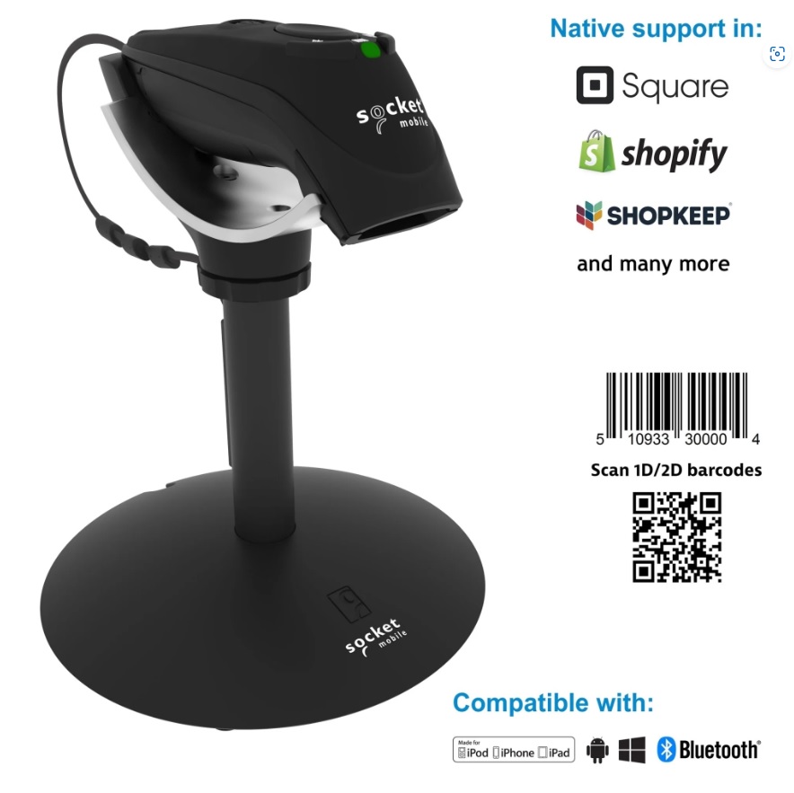 SOCKET SCANNER D740 2D BT BLK + CHARGING STAND